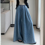 Shopmocho 2025 Autumn New Loose-Fit Plus Size Women's Jeans Slimming Wide-Leg Ground-Length Simple Style Casual Ladies Pants