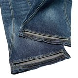 SHOPMOCHO Retro Washed Flare Jeans Y2K Trendy Streetwear Panel Stitching Pocket Embroidered Bootcut Jeans Unisex Wide Leg Denim Trousers