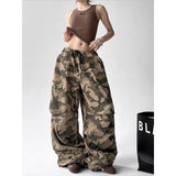 SHOPMOCHO American Retro High Street Casual Overalls Camouflage Loose Wide Leg Pants For Women Y2k Hip-hop Cargo Grunge Baggy Trousers