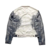 SHOPMOCHO Striped Gradient Abs Digital Print Short Denim Jacket 2026 Tide Trendy Men's Spring Autumn Loose Causal Lapel Y2K Coat