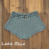 SHOPMOCHO Summer Women's Crochet Cutout Swim Shorts Bathing Suit Bottoms Beach Style Drawstring Beach Board Shorts Swim Trunks