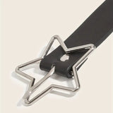 Shopmocho Y2K Punk Star Eyelet Black Rivet Belt Goth Pu Leather Belts For Women Jeans Pants Boys And Girls Students Belt
