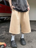 SHOPMOCHO Men's Loose Street Style 7/8 Length Shorts Summer Casual Sports Elastic Waistband Pleated Hem Strong Draped Look