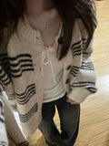 SHOPMOCHO Patchwork Contrast Color Striped Knitted Cardigans Women Y2k Aesthetic Single Breasted Coats New Streetwear Casual Loose Sweater