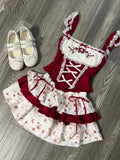 SHOPMOCHO Summer Sweet Preppy Style 2 Piece Sets Women Y2k Kawaii Lolita Design Tops + High Waist Chic Skirt Female Princess Retro Outfits