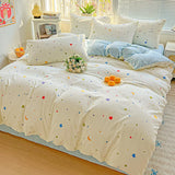 SHOPMOCHO American Pastoral Floral Printed Bedding Set Soft Skin-Friendly Double King Size Duvet Cover Set with Flat Sheet and Pillowcases
