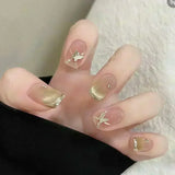 Shopmocho 24pcs Detachable Short Press on Nails Y2k rhinestone False Nails with Glue Ballet Sweet Cool Girls Artificial False Nails Tips