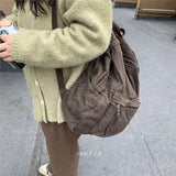 Shopmocho Vintage Backpack New Spring Summer Preppy Style Cotton Unisex Softback Zipper Casual High-Capacity Bookbag Euro-America Style