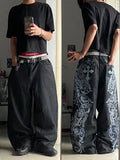 SHOPMOCHO SAtreetwear y2k high quality printing black baggy jeans harajuku trend men women hip hop fashion casual couple Wide-leg pantsY2K