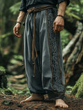 Shopmocho Men's retro Viking Celtic art knot 3D printed casual pants drawstring straight leg pants summer beach pants