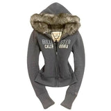SHOPMOCHO Vintage Casual Zipper Hoodie Jacket Cotton Warm Womens Fashion Jacket Y2k Clothes Letter Embroidery Hoodie Oversized Sweatshirt