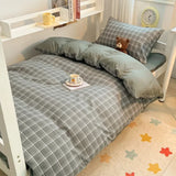 SHOPMOCHO Home Quality Bedding Set Soft Cotton Duvet Cover Pillowcase Flat Sheet 3pcs Set Home Textiles Bedding Adjustable 0.9-1.2m Bed 이불
