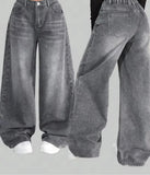 SHOPMOCHO 2026 American New Fashion Oversized Letter Embroidered Washed Loose Jeans Ladies Y2K Gothic Hiphop Popular Casual Wide-leg Pants
