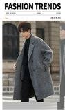 SHOPMOCHO 2025 Fall Winter New Double Faced Wool Overcoat Men Loose Collar High End Men Outerwear Mid Long Length Fashion Coat Blend Mens