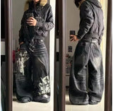 SHOPMOCHO New Retro Blue Gothic Fashion Washed Old Casual Jeans Men Y2K Streetwear Vintage Popular High Waist Baggy Wide-leg Pants