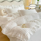 SHOPMOCHO 3pcs Korean lace Bedding set seersucker Duvet Cover Set (1*Duvet Cover + 2*Pillowcase, Without Core)for bedroom guest room