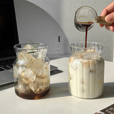 Shopmocho Glass Drinkware Cold Coffee Cups Latte Coffee Glass Iced Juice Milk Water Bottle Aesthetic Cup Wine Cocktail Glass כוסות לקפה קר