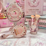 SHOPMOCHO Flower Knows 9th Anniversary Limited Edition Luxury Vanity Mirror with Paddle Hair Brush And Brush Holder Set for Makeup Desk
