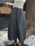 SHOPMOCHO Summer Women's Bloomers Korean Lace Thin Drawstring Splicing Wide-leg Pants Casual Loose Solid Ankle Length Baggy Pants Women