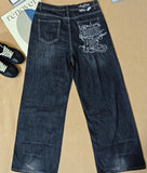 SHOPMOCHO American Y2K New Pattern Embroidery Baggy Jeans Men High Street Vintage Hip Hop Fashion Casual Joker Couple Wide-leg Pants