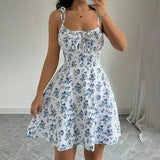 Shopmocho Women's Summer Floral Spaghetti Strap Beach Short Dress,Womens Dresses,Woman Clothing,Woman Clothes,Sundress,New in Dress 2025