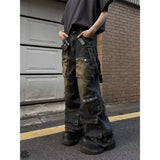 SHOPMOCHO Washed Vintage American Street Style Men's Jeans Spring Autumn Loose Straight Leg High Street Vibe Long Trousers