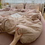 Shopmocho 2025 new class A high gram weight linen raw hemp four-piece set jacquard quilt cover bed sheet student dormitory three-piece set