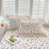 SHOPMOCHO A pair of cotton printed pillowcases with ruffled edges, garden body pillowcases, bed pillowcases