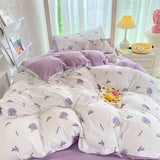 SHOPMOCHO Ins-style Class A ultra-soft double-layer yarn washed cotton 4-piece set, cute quilt cover, student dormitory single and double