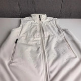 SHOPMOCHO Retro Lambskin Vest for Men Women Stand Collar Sleeveless Fleece Lined Autumn Winter Warm Outdoor