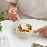 Shopmocho Ceramics Long Handled Spoon New Instagram Style Household Stirring Spoon Hand Painted Flower Shaped Coffee Spoon