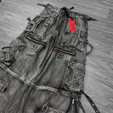SHOPMOCHO Y2K Trousers Pants Streetwear Washed Distressed Black Grey Wide Leg Jeans Men Women Goth Punk Multi Pocket Oversized Baggy Jeans