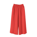 Shopmocho Feamle Casual and Versatile Lazy Style Wide Leg Pants With Pockets Lightweight High Waisted Loose Cropped Capris