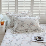 SHOPMOCHO A pair of cotton printed pillowcases with ruffled edges, garden body pillowcases, bed pillowcases
