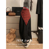 SHOPMOCHO Women Baggy Drawstring Pants Gray Long Trousers Wide Fit Pants Y2k Harajuku Japanese Loose American Retro Hip-pop Sweat Pants