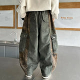 Shopmocho Spring and Autumn New Boys Camouflage Casual Pants 2025 Children's Loose Big Pocket Versatile Handsome Pants