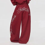 SHOPMOCHO Gothic Letter Embroidery Hip Hop Women's Clothing Oversized Streetwear Y2K American Fashion Loose Jogger Casual Sweatpants