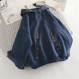 Shopmocho Women's Hoodie Drawstring Tassel Exquisite Embroidery Large Pocket Thick Pullover Artistic Fashionable Autumn Winter Top Jacket