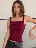Shopmocho New Women Tank Tops Summer Solid Sexy Backless Streetwear Casual Slim Sleeveless Camisole Fashion Folds Tank Tops Lady Clothing
