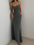 Shopmocho 2025 Summer Women's New Fashion Simple Temperament Suspender Long Backless Slim Waisted Sexy Sweet And Spicy Casual Dresses