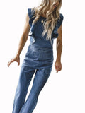 Shopmocho Blue Denim Overalls Jumpsuit Rompers Women Ruffles Backless Summer 2020 New Lady Casual Fashion Female Pants Hot Jeans KALENMOS
