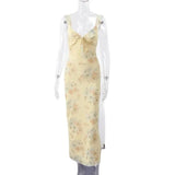 SHOPMOCHO Summer Flower Printed Women's Sexy Low-cut Dress Sleeveless Backless Slim Sling Dresses 2025 Beach Vacation Lady Vestidos