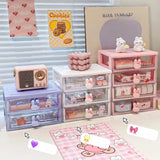 SHOPMOCHO Desktop Storage Box Organizer Student Drawer Box Pen Holder Cute Office Childrens Hair Accessories Stationery Rack Organizer Box
