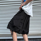 SHOPMOCHO Khaki 7-point Men Summer Thin Japanese Workwear Wide-leg Loose Over-knee Shorts