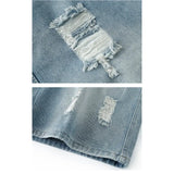 SHOPMOCHO Men's Denim Shorts Distressed Ripped Torn Hole Summer Street Urban Fashion Essential Classic Comfortable Breathable Jorts
