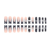 Shopmocho 24PCS/1BOX Black French Wearing Sweet and Cool Nail Patch Glitter Love Stars in Europe and America Dark Department Fake Nail
