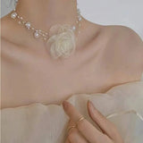 SHOPMOCHO Exquisite Imitation Pearl Choker Necklace Fashionable Bow Tie Lace Up Velalvet Necklace Personality Simple Jewelry For Woman