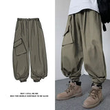 SHOPMOCHO Japanese Style Loose-fit Wide-leg Cargo Pants For Men Autumn/winter Casual Vintage Pants Sensibilityniche Design