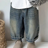SHOPMOCHO Kids Wide Leg Pants New 2025 Spring Autumn Fashion Korean Casual Baggy Simple Style Jeans