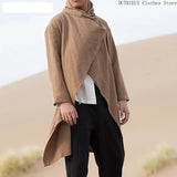 Shopmocho New  Personality Fashion Retro Men's Long Irregular Cape Mens Shirts Leisure Holiday Beach Cotton and Linen Men's Cape Coa